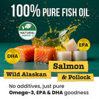 Omega 3 Fish Oil for Dogs & Cats - Aceite de Pescado con Aceite de Salmón Salvaje de Alaska - Suplemento Líquido con Omega 3 EPA+DHA