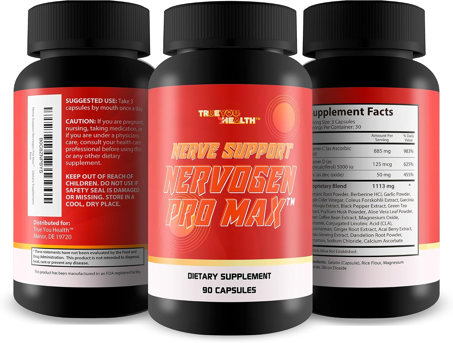 Nerve Support Nervogen Pro Max - Fórmula Premium para la Salud Nerviosa con Vitamina C, D y Cúrcuma