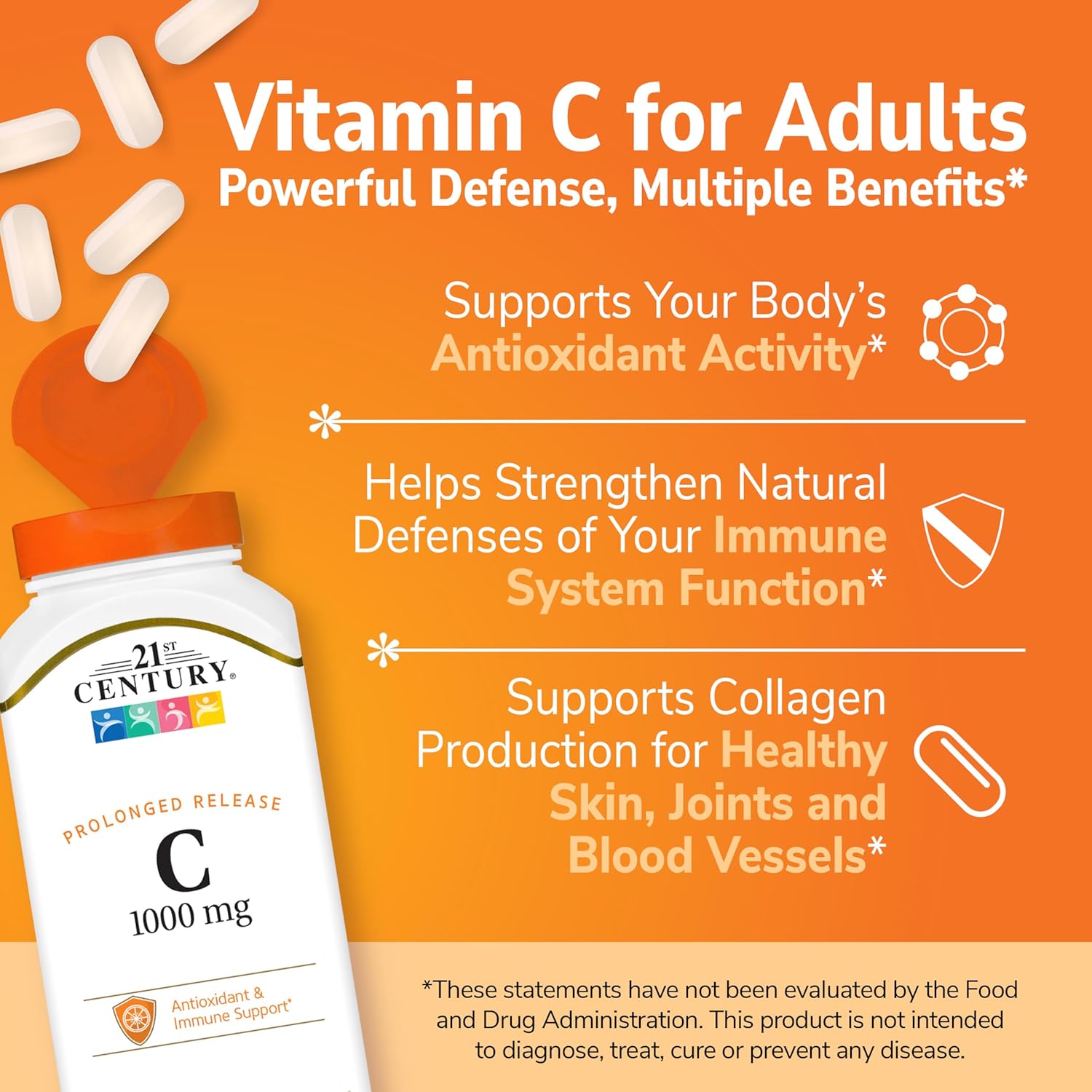 Vitamina C 1000 mg Liberación Prolongada - 21st Century (110 Comprimidos)