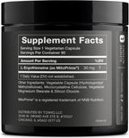 Ergothioneina con MitoPrime® - Alta Potencia 30mg con 98% de Pureza - Suplemento de L-Ergothioneina - Apoyo a la Longevidad e Inmunidad - Probado en Laboratorio, 90 Cápsulas