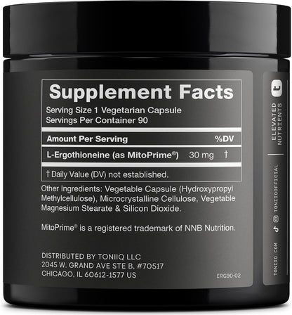 Ergothioneina con MitoPrime® - Alta Potencia 30mg con 98% de Pureza - Suplemento de L-Ergothioneina - Apoyo a la Longevidad – Image 2