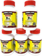 Kirkland Signature B12 Sublingual 5000 mcg, 5 Frascos (300 Comprimidos)