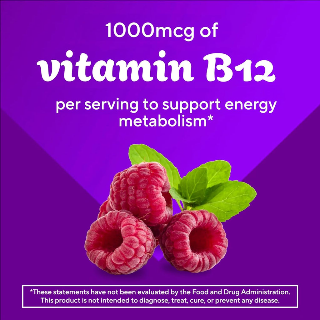 Vitafusion Vitamin B12 Gummies 1000 mcg - 60 Adult Gummies - Raspberry Flavor