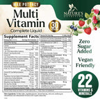 Multivitamínico Líquido Sin Azúcar - Para Mujeres, Hombres y Niños - Vitaminas A, C, D, B12, Biotina y Zinc - Apoya el Crecimiento del Cabello y la Piel - Vegano, No-GMO, Sabor a Bayas, 444 ml