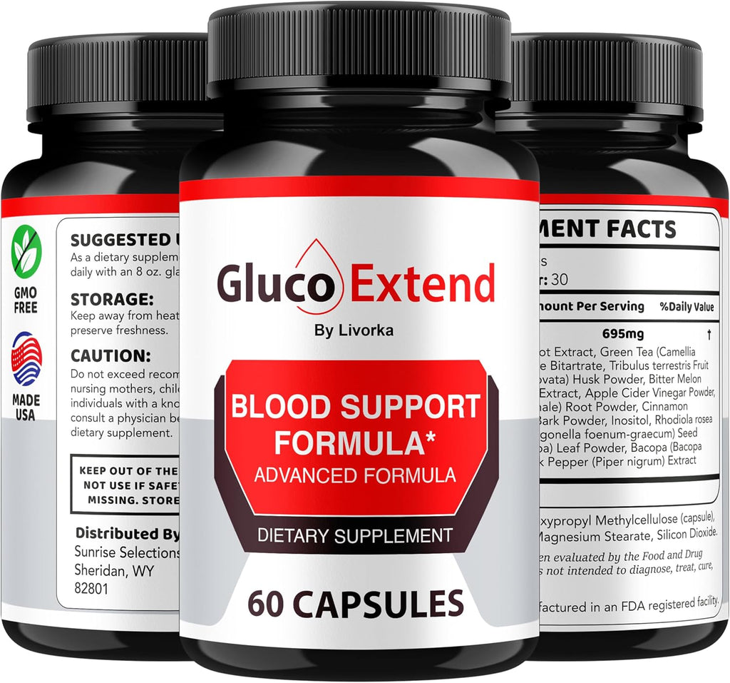 (3 Pack) Gluco Extend - Cápsulas para Apoyar Niveles Saludables, Ingredientes Naturales, Fórmula Avanzada, 180 Cápsulas para 3 Meses