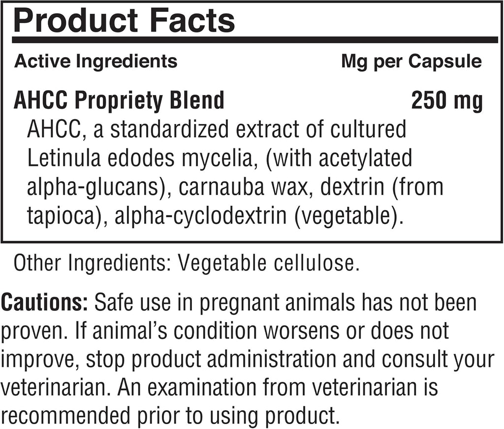 American BioSciences NK-9, AHCC Suplemento para Perros y Gatos - Apoyo Inmunológico - 30 Cápsulas, 250mg/cápsula