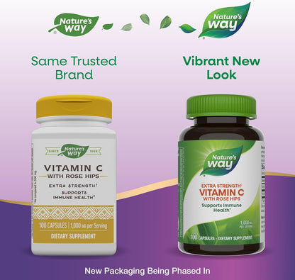 Nature's Way Vitamina C 1000 mg con Escaramujo, 1000 mg por ración, 100 Cápsulas, Pack de 2 – Image 3