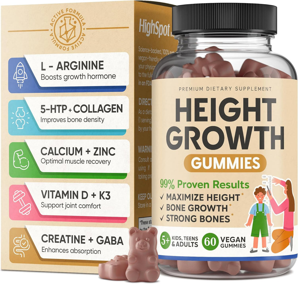 HighSpot Gominolas de Crecimiento en Altura con Calcio, Magnesio, Zinc y Vitaminas K2 D3