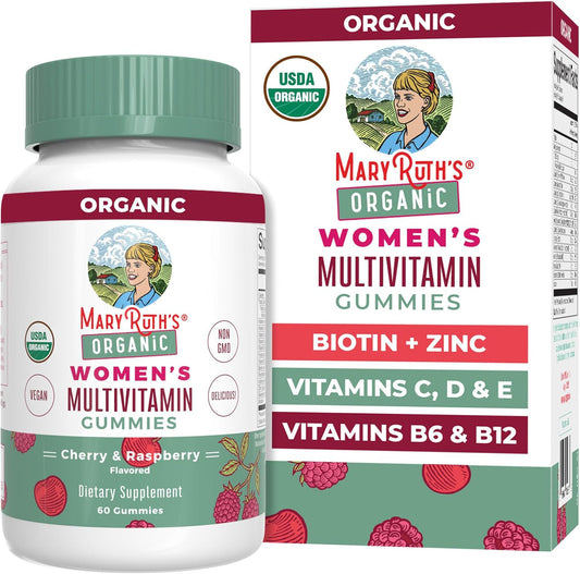 MaryRuth's Multivitamin Gominolas para Mujeres a partir de 14 Años | Apoyo Inmunológico | Salud de Piel y Cabello | Salud Reproductiva | Vitamina A C D E B6 B12 Biotina Zinc Yodo | Orgánico | Vegano | No GMO | 60 Unidades