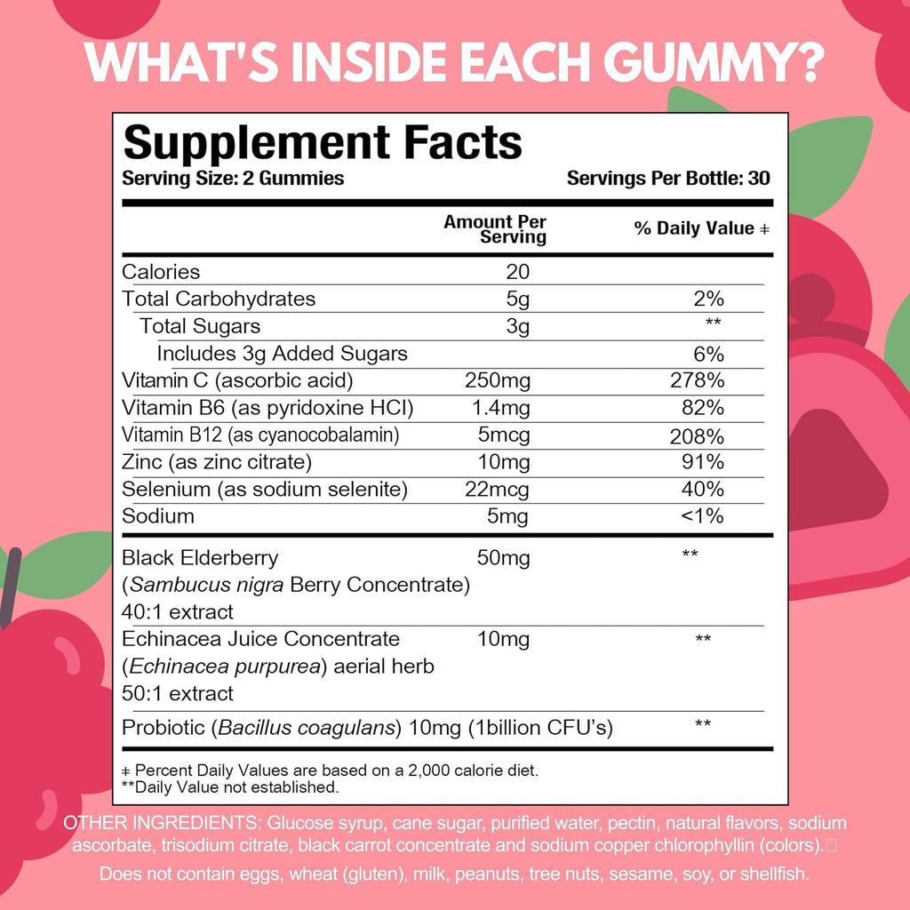 Viteey Gominolas Multivitamínicas para Niños con Probióticos - 60 Gominolas Sabor a Bayas