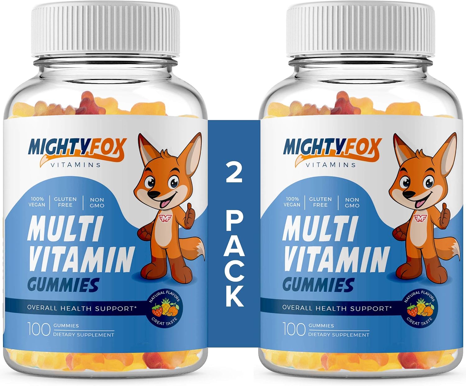Mighty Fox Vitamins Gominolas Multivitamínicas para Niños - Vegano, Sin Gluten, 500 Gominolas (5 Envases de 100)