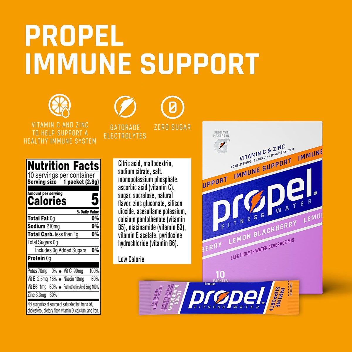 Propel Immune Support Powder Lemon Blackberry – Image 2