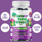EasyPeasyGreens Daily Veggie Gummies para Niños - 60 Gominolas de Verduras Veganas