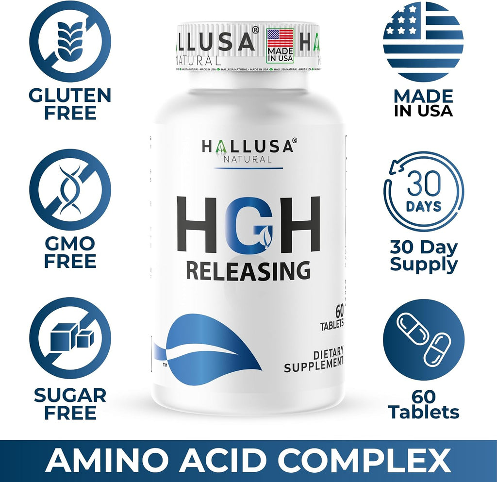 HGH-Releasing Support Supplement with L-Arginine & Ornithine | Nitric Oxide Support for Muscle Recovery, Energy & Performance | Amino Acid Complex with Vitamin B3 & Chromium | 60 Tablets