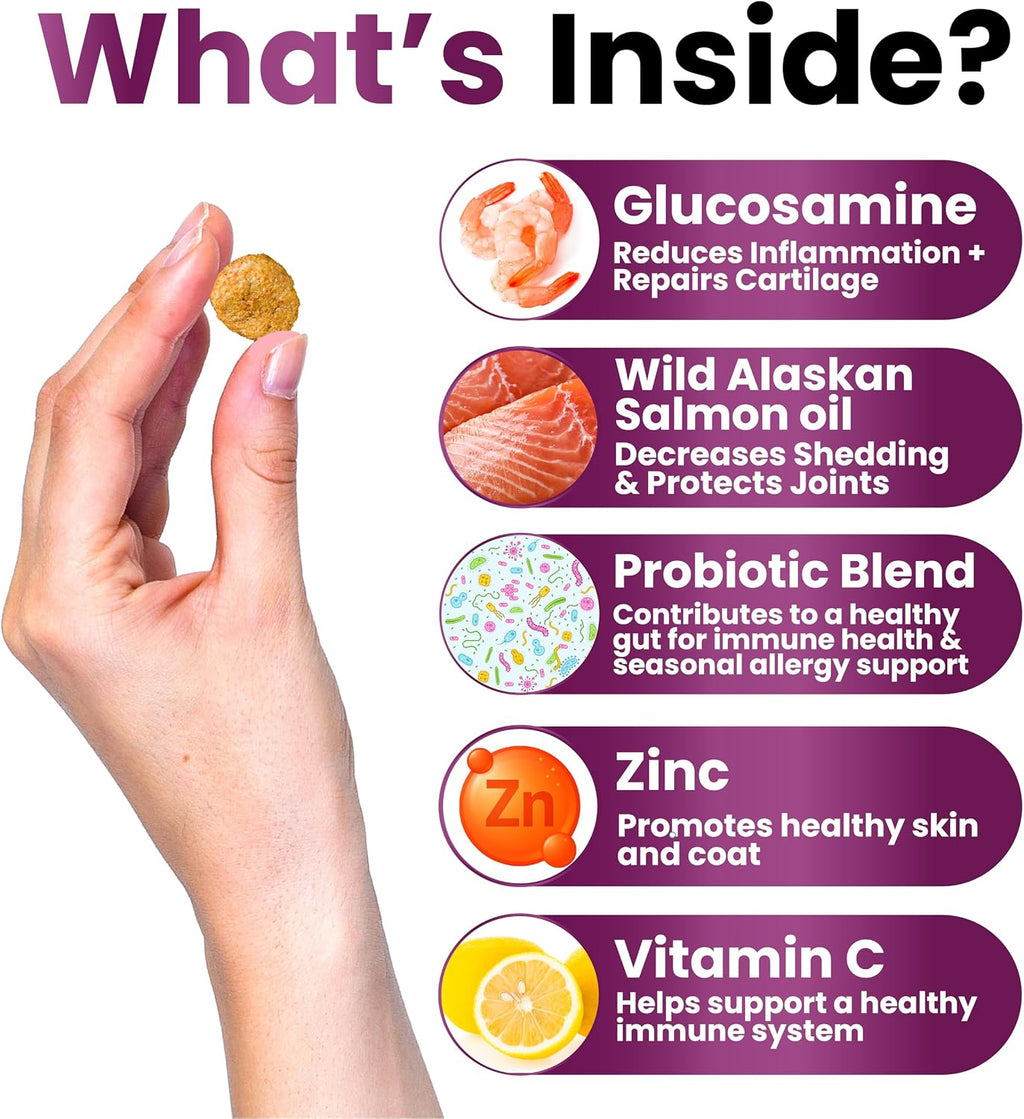 Grateful Pawz Multivitamínico Masticable 11 en 1 para Perros con Glucosamina y Probióticos