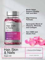 Horbäach Vitaminas para Cabello, Piel y Uñas - 300 Cápsulas Blandas con Biotina y Colágeno