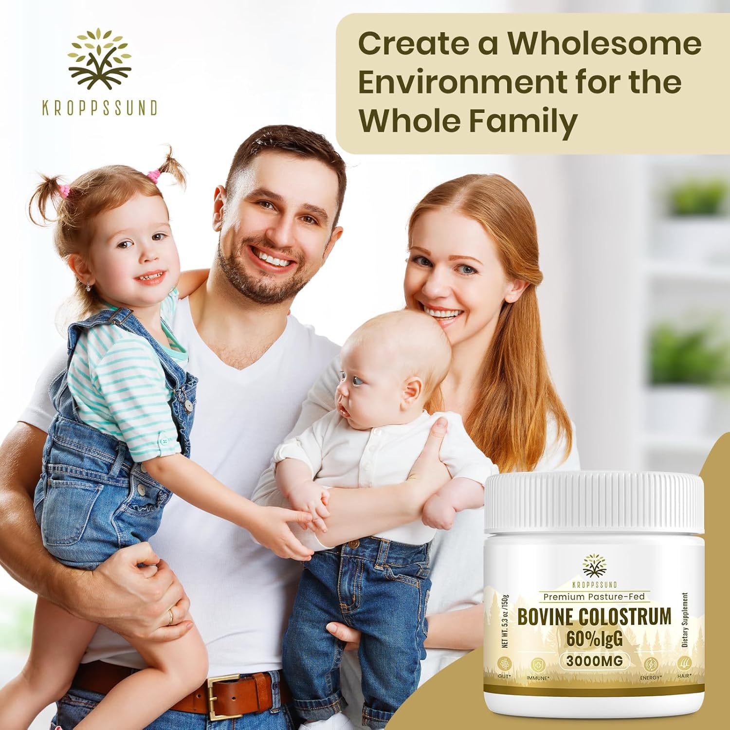 Kroppssund Calostro Bovino en Polvo 3000 mg - 65% IgG - 50 Servicios