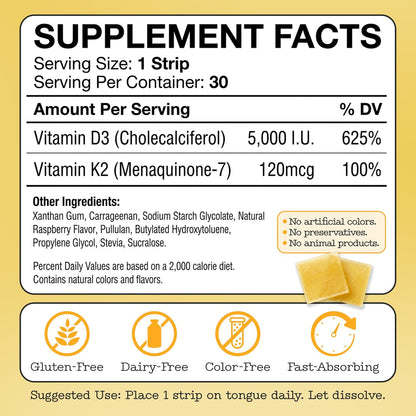 Vitamin D3 K2 Supplement 5000 IU - Tiras – La vitamina K contribuye al mantenimiento de los huesos en condiciones – Image 9
