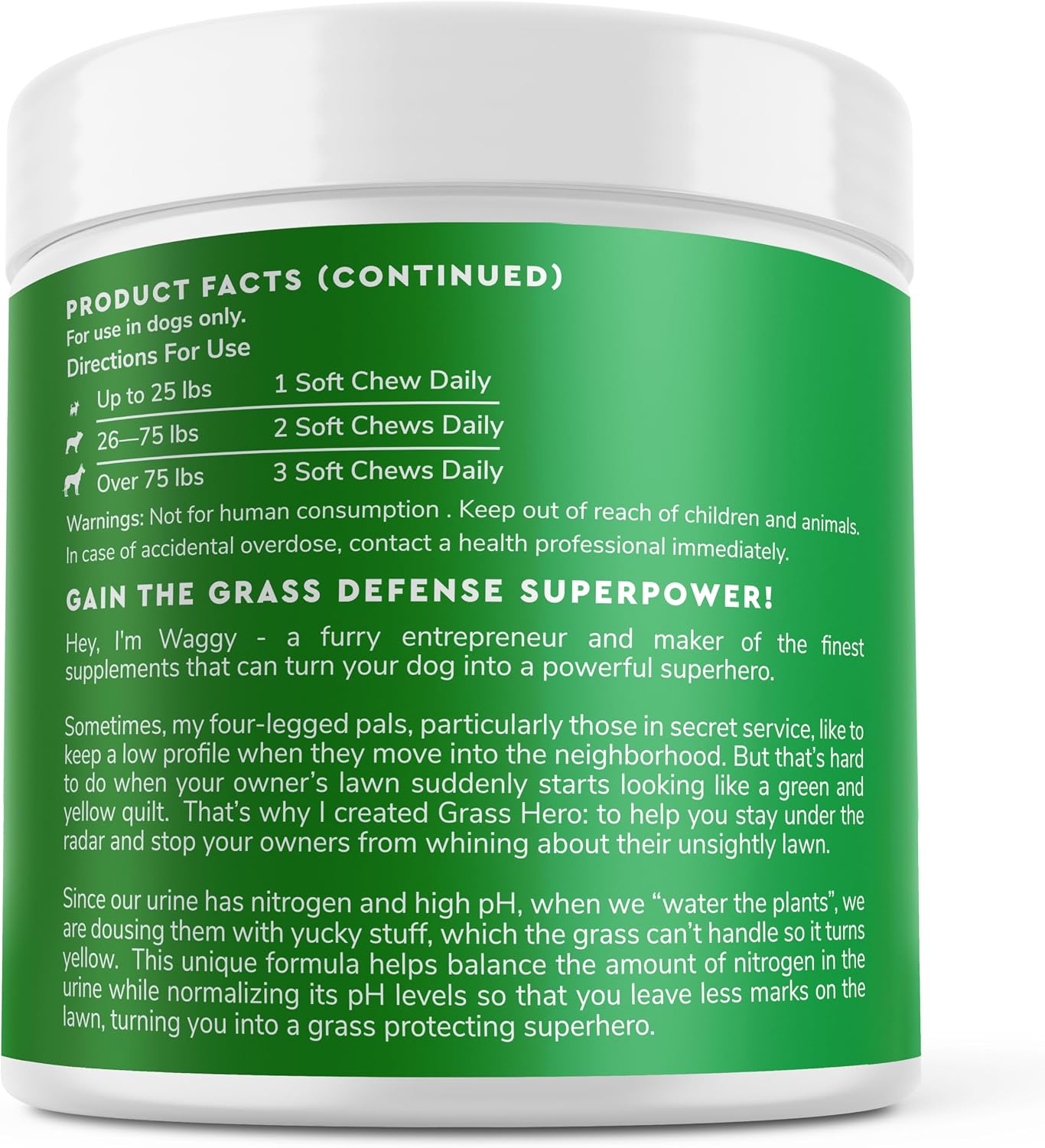Grass Hero, Masticables para Evitar Manchas de Orina en el Césped – Neutraliza el pH – 60 unidades