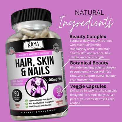 Kaya Naturals Biotina con Vitaminas para – Contribuye al mantenimiento de las membranas mucosas en condiciones – Image 5