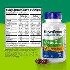 PreserVision AREDS 2 Suplemento vitamínico y mineral para la visión con OCUSorb, 120 cápsulas blandas veganas, contiene luteína, zeaxantina, vitamina C y E, zinc y cobre