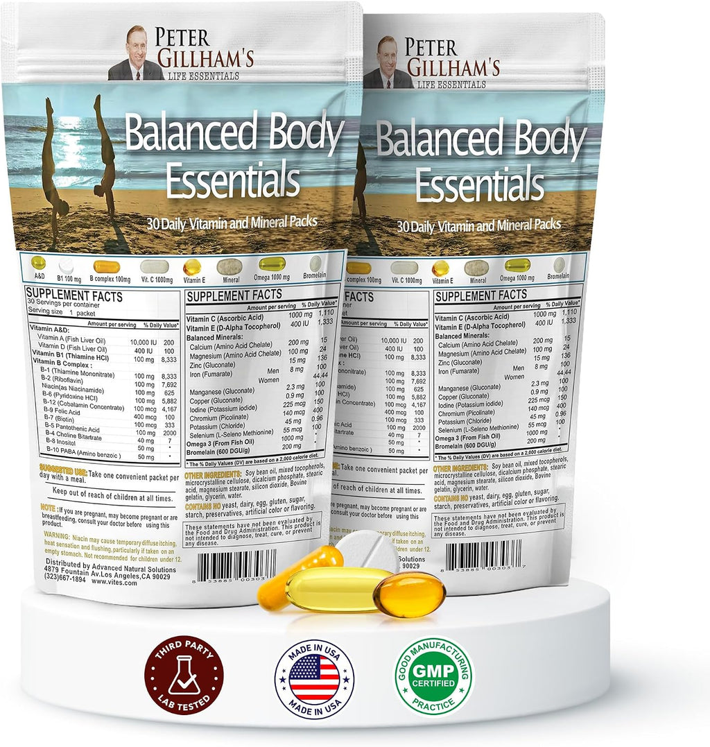Peter's Choice Multivitamínico y Mineral Diario Natural – 2 Paquetes de 30 Sobres, Alta Potencia, Vegano, No-GMO