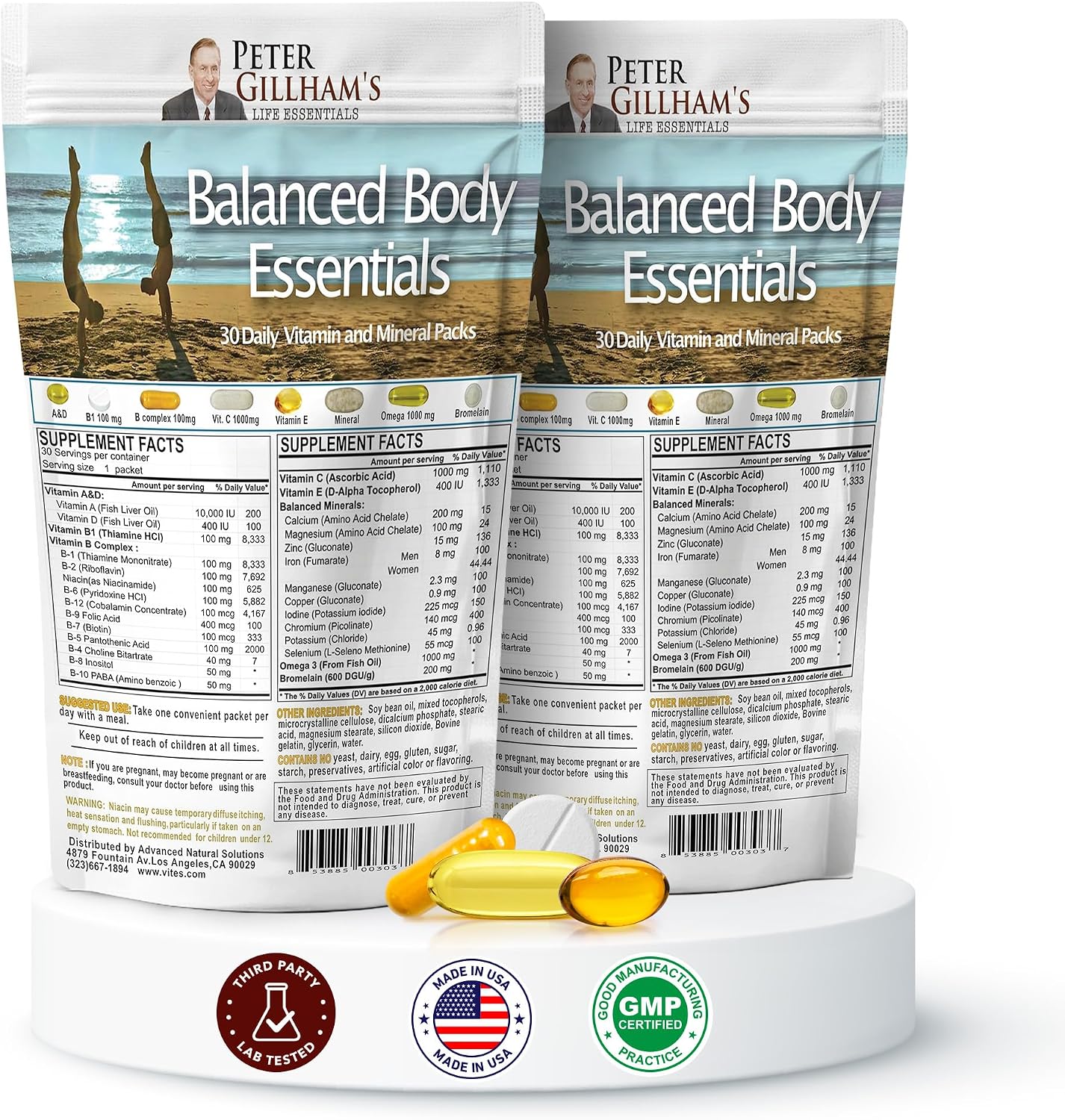 Peter's Choice Multivitamínico y Mineral Diario Natural – 2 Paquetes de 30 Sobres, Alta Potencia, Vegano, No-GMO