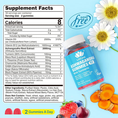 Ashwagandha Gummies 2000mg Orgánico Sin – Refuerzo del sistema inmunitario: La vitamina D3 contribuye al – Image 2