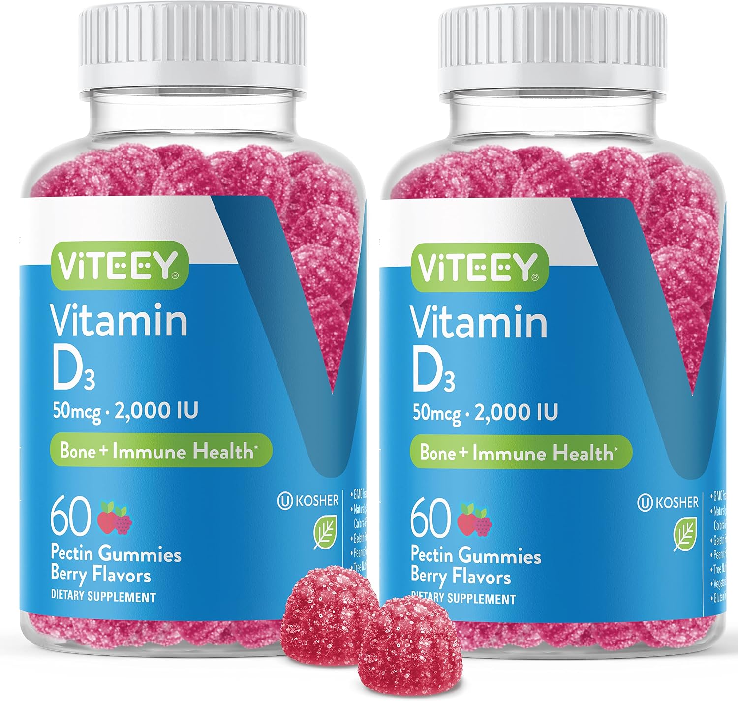 Viteey Gomitas de Vitamina D3 2000 UI (50 mcg) para Adultos y Adolescentes - 120 gomitas