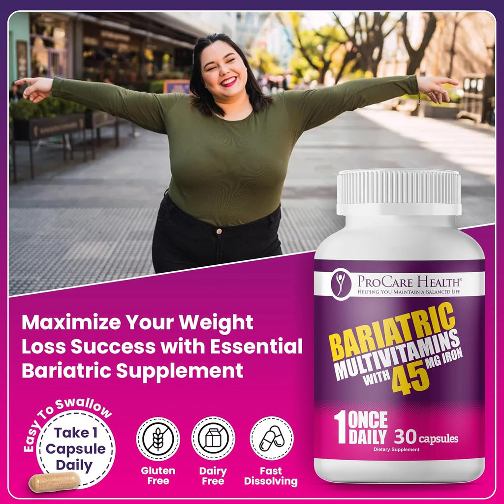 ProCare Health Bariatric Multivitamin with 45mg Iron (30 Capsules) - Once Daily for Post-Operative Support
