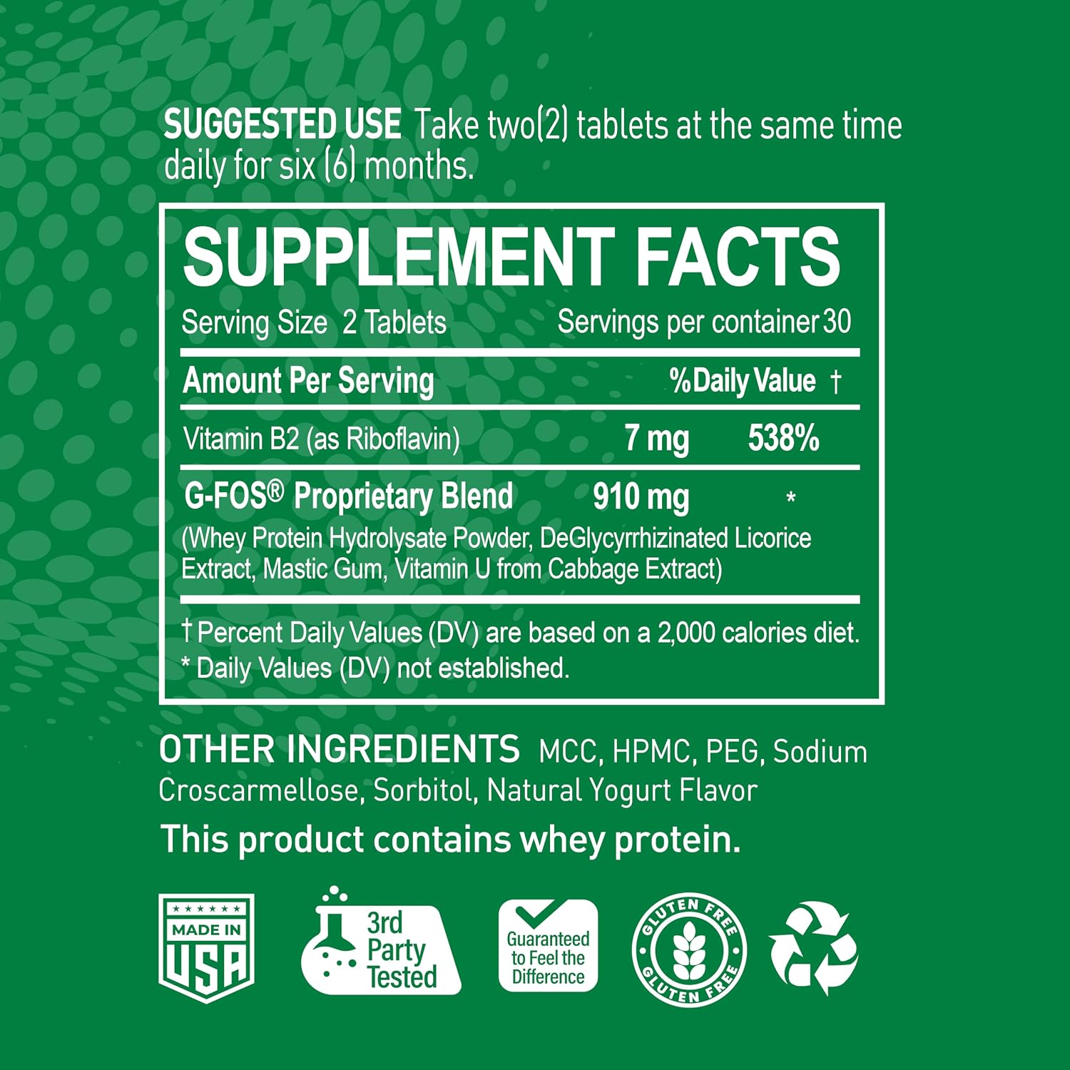 NATURION H. Pylori Support - Suplemento para la Salud Digestiva con Mezcla G-FOS, Proteína de Suero, Regaliz, Mastic, Vitamina U y Vitamina B2 - Confort Estomacal y Equilibrio Intestinal - 60 Comprimidos, 30 Días