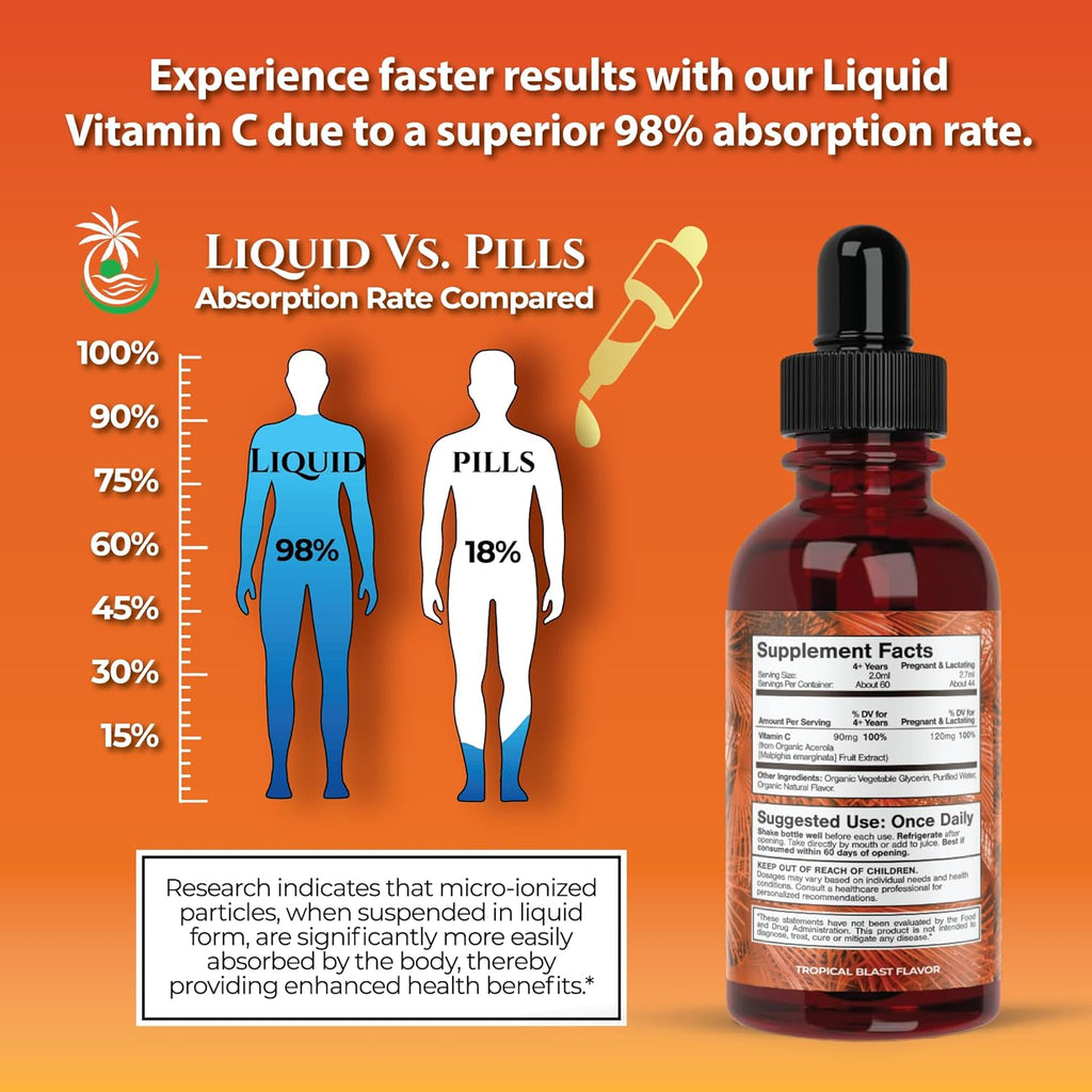 Tropical Oasis USDA Organic Liquid Vitamin C Drops - 60 Servings