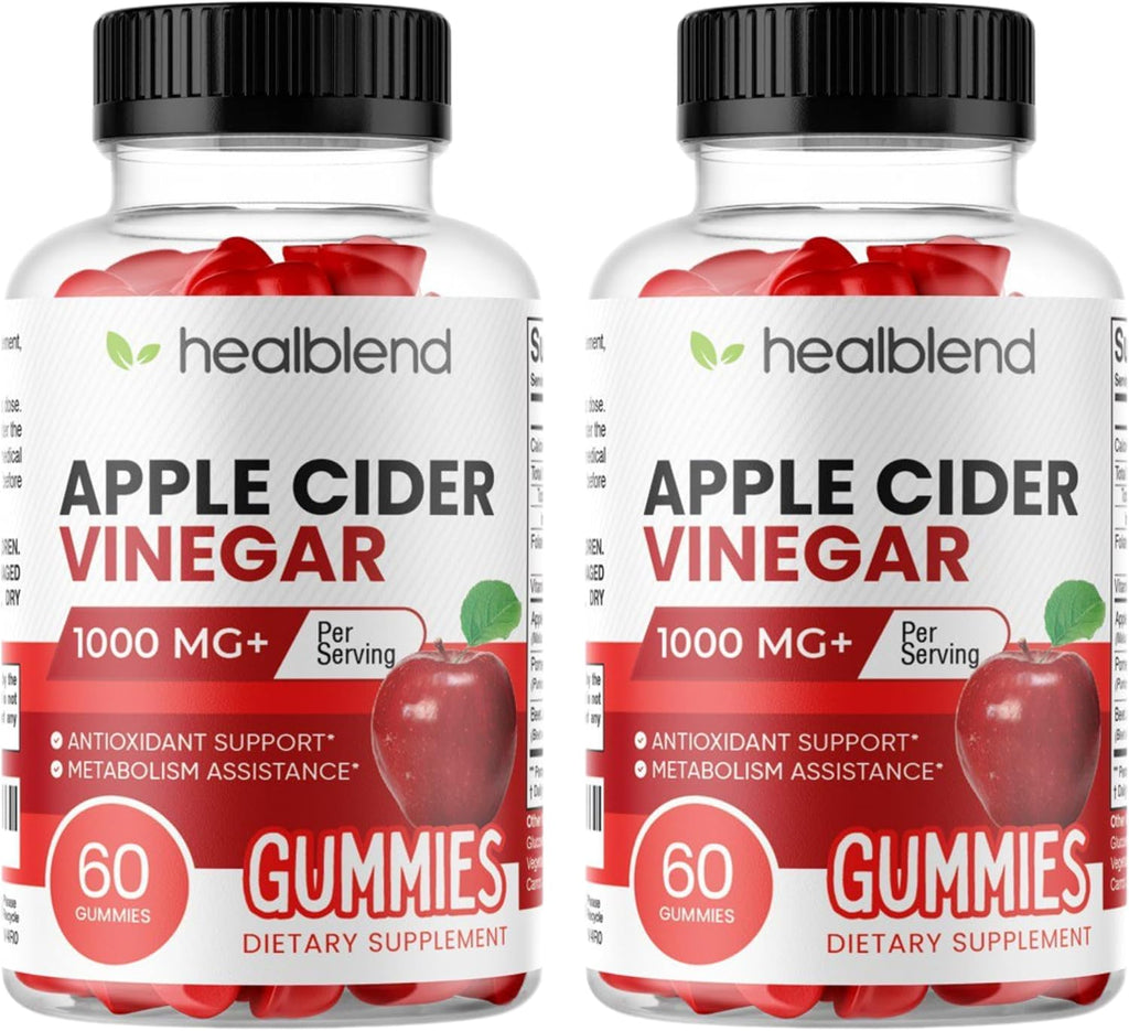 healblend Gomitas de Vinagre de Manzana con Vitamina B12, Remolacha y Granada - 120 Gomitas (2 Paquetes)