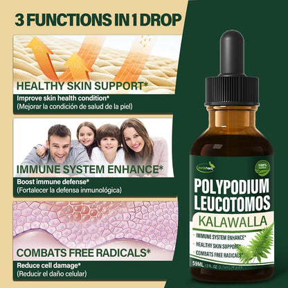 Polypodium leucotomos Immune Support Drops, Herbal Extract Immunity Boost Supplement for Skin Health. Calaguala para – Image 2