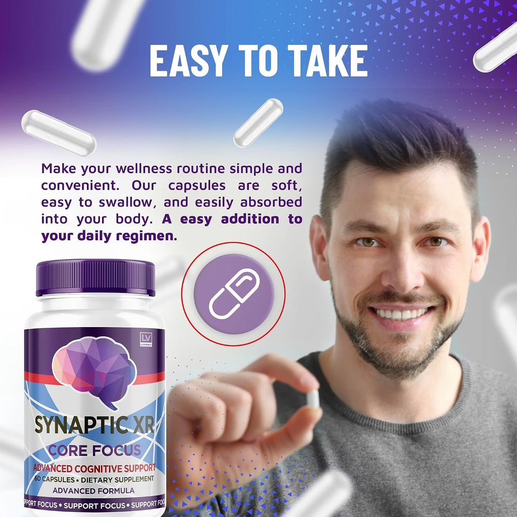 (2 Pack) Synaptic XR Cápsulas, SynapticXR, Synaptic XR Core Focus, Synaptic XR Brain Caps, Synaptic XR Advanced Formula 120 Cápsulas para 2 Meses