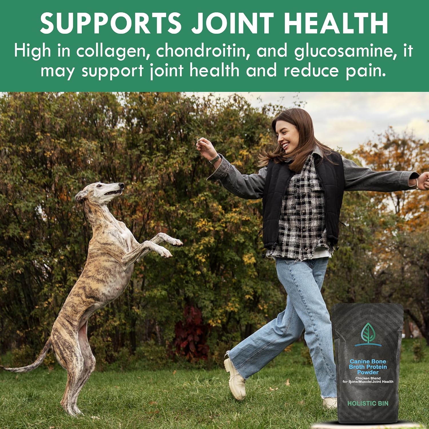 Holistic Bin Canine Chicken Blend Protein Powder Dog Food Toppers | Daily Supplement Powder with Bone Broth, Collagen & Essential Amino | Mobility, Recovery & Overall Wellness | Chicken (50g)