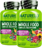 NATURELO Multivitamínico Integral con Apoyo Extra para Cabello, Piel y Uñas - Mezcla de Belleza con Ácido Hialurónico y Semilla de Uva - Biotina de Alta Potencia, Vitamina C y Glutatión - 60 Cápsulas Veganas