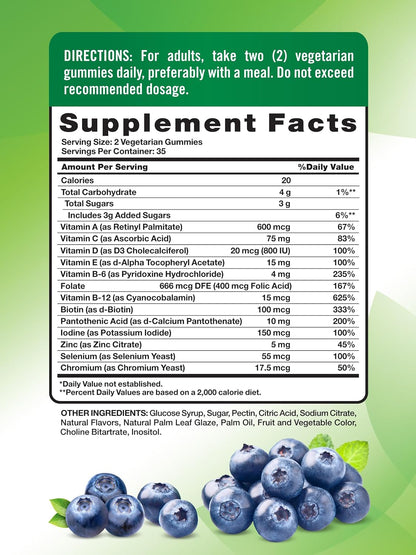 Nature's Truth Multivitamínico para Hombres en Gominolas – 70 uds – Sabor Arándano – con B12, D3 y Zinc – Vegetariano, Sin – Image 2