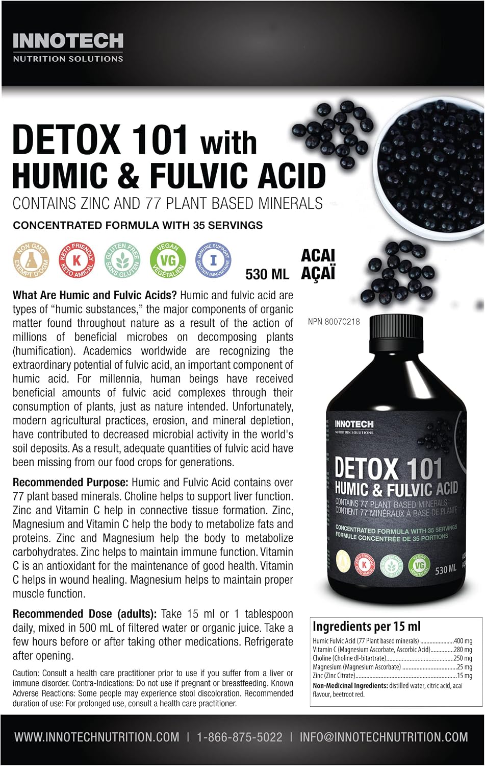 INNOTECH Nutrición Desintoxicante 101 con Ácido Húmico y Fúlvico, Acai y Té Verde - 500 ml