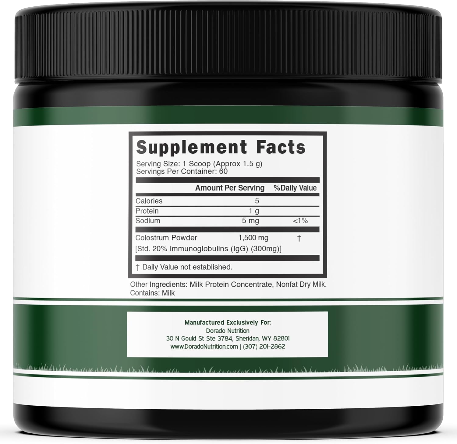 Polvo de Calostro Bovino Puro 90g - Estandarizado al 20% IgG - Sin Sabor, Sin Rellenos, No GMO