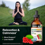 BIO KRAUTER® Schisandra para la Calma y Relajación - Complemento Vegano de Estado de Ánimo - Extracto Líquido de Baya de Schisandra 118 ml - Gotas Naturales 650 mg por Dosis, Suministro para 56 Días, Sin Alcohol ni Azúcar