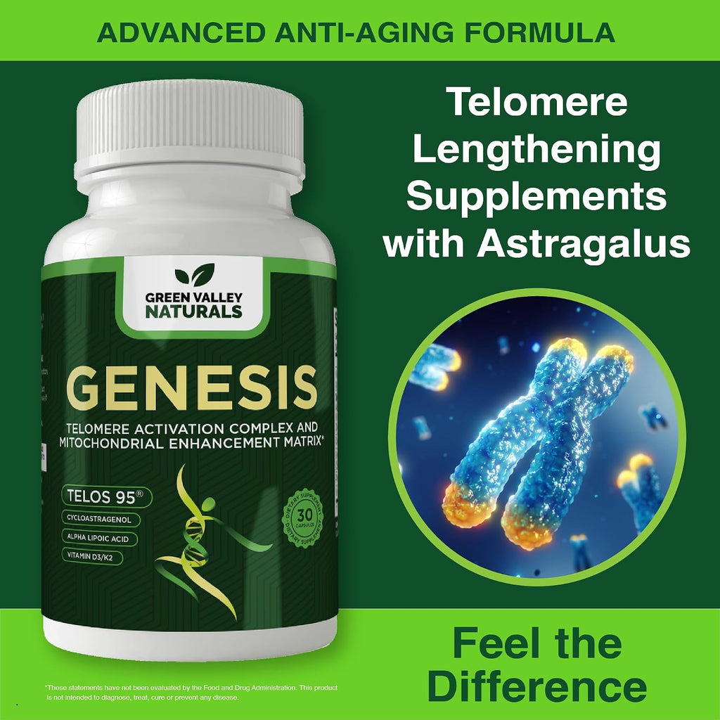 Genesis Telomere – Fórmula Celular con Telos95® y CoQ10 | 30 Cápsulas