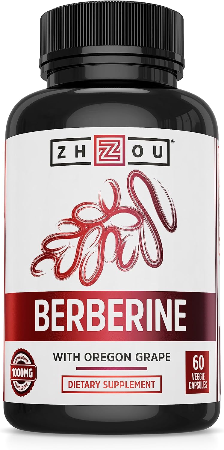 Zhou Berberine con Uva de Oregón - 1000mg por Cápsula, 60 Cápsulas Vegetales