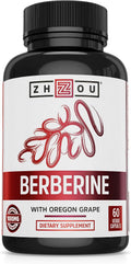 Zhou Berberine con Uva de Oregón - 1000mg por Cápsula, 60 Cápsulas Vegetales