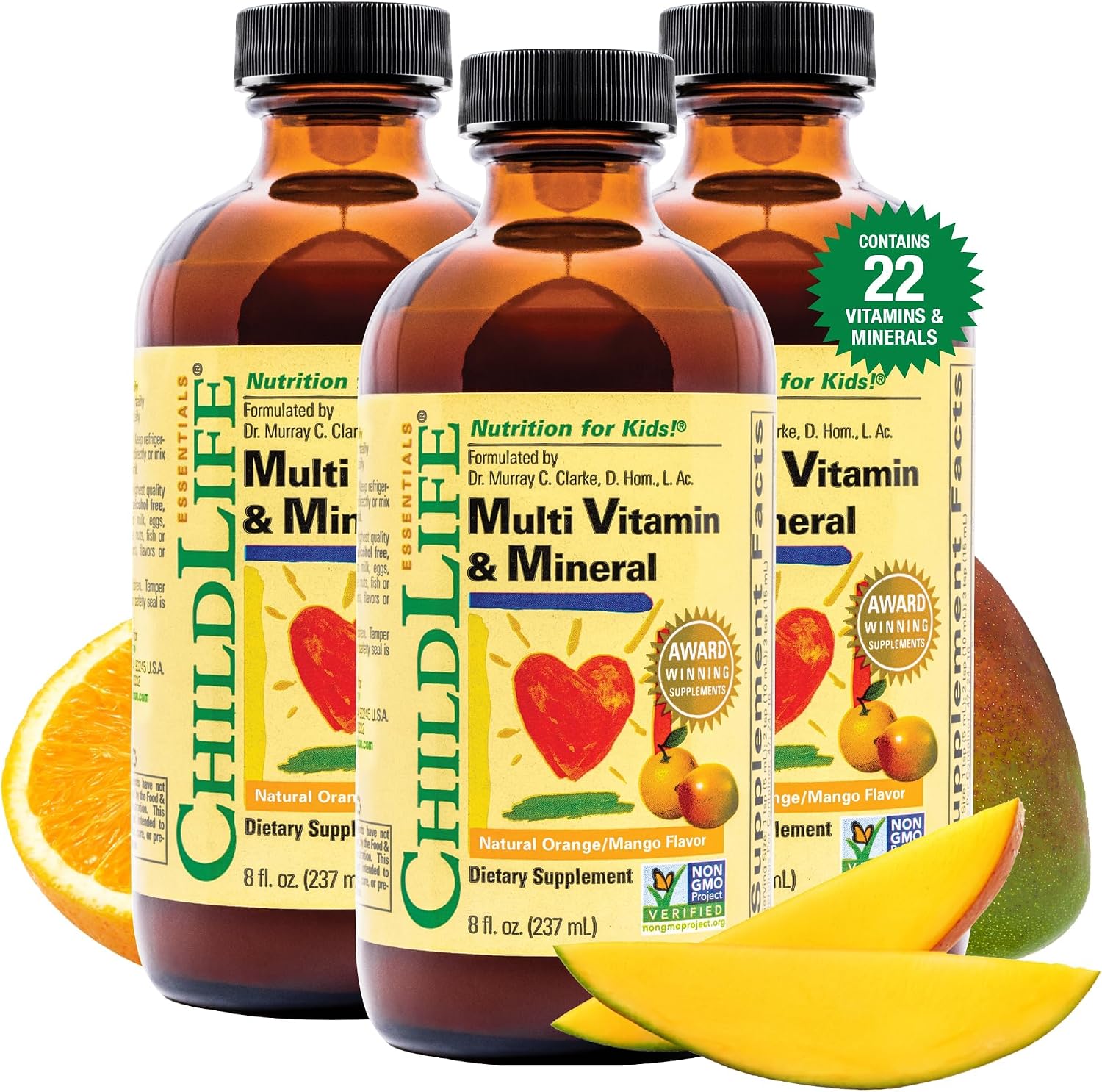 CHILDLIFE ESSENTIALS Multivitamínico y Mineral para Niños - Líquido con Sabor Natural a Naranja y Mango, 240 ml