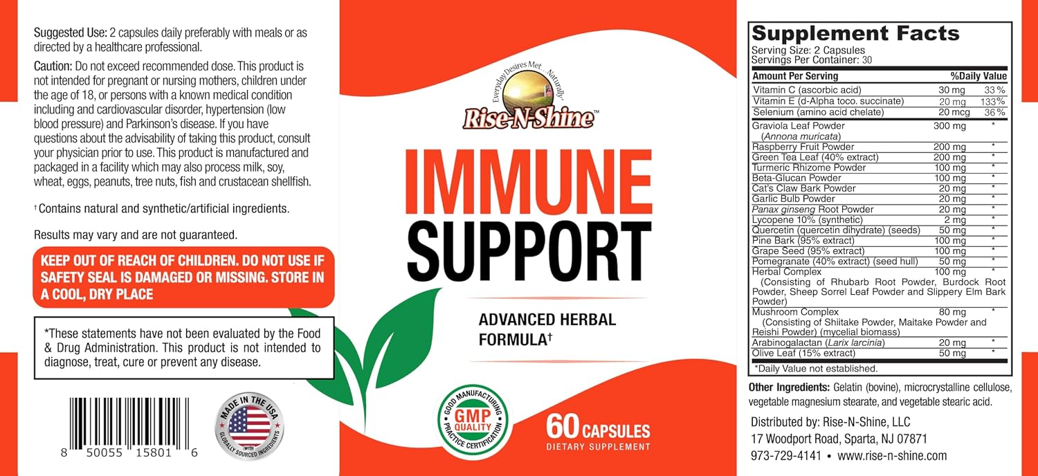 Rise-N-Shine Immune Support - Complemento para las Defensas 60 comprimidos