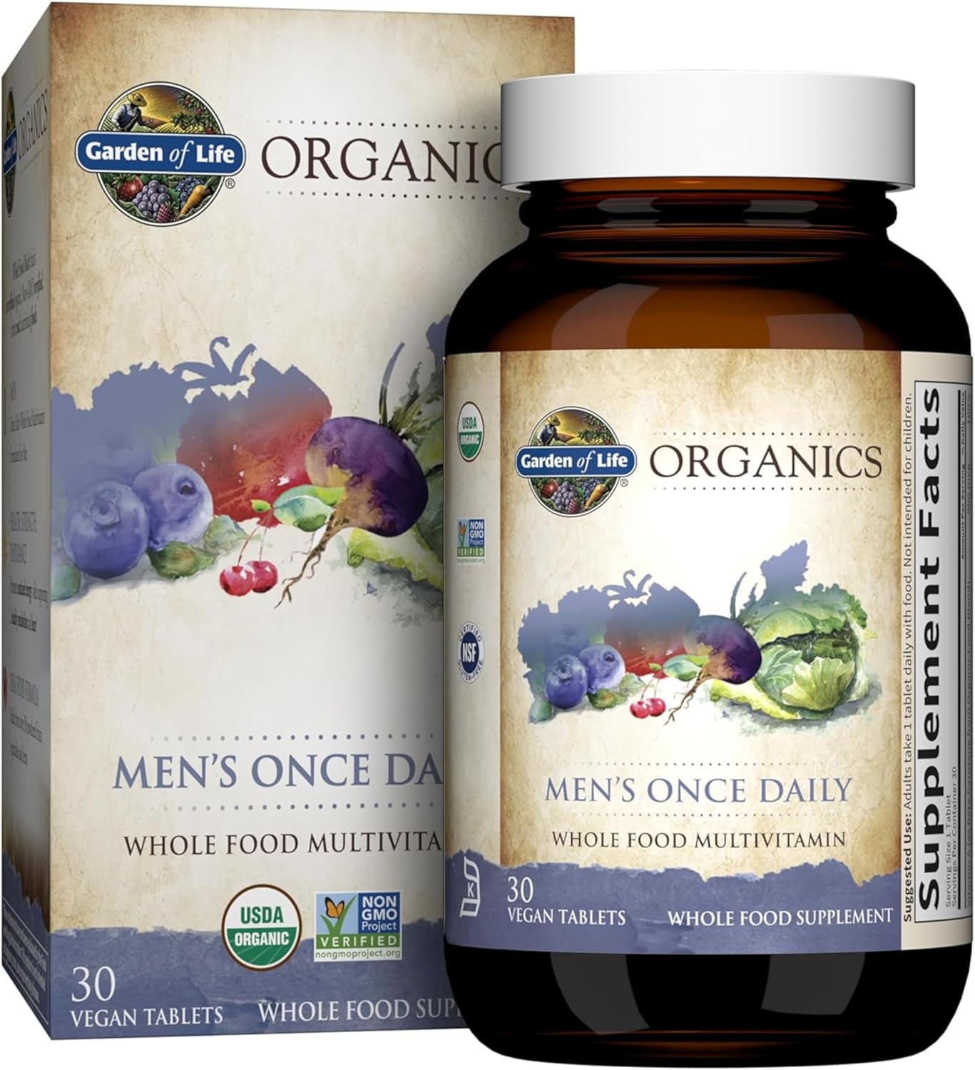 Garden of Life Mykind Organics Multivitamínico Orgánico para Hombres, Una Vez al Día - 30 Comprimidos
