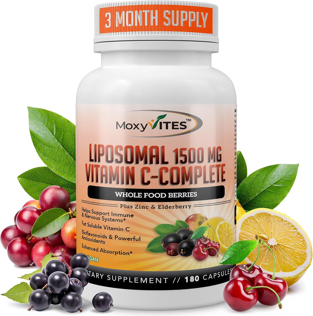 MoxyVites Vitamina C Liposomal con Zinc y Bayas Orgánicas (180 Cápsulas)