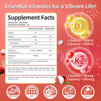 IRIDESICENT Gominolas de Vitamina D3 y K2 Sin Azúcar - 90 uds | 5000 UI D3 + 100 mcg K2 (MK-7) | Vegano, Sabor Lychee
