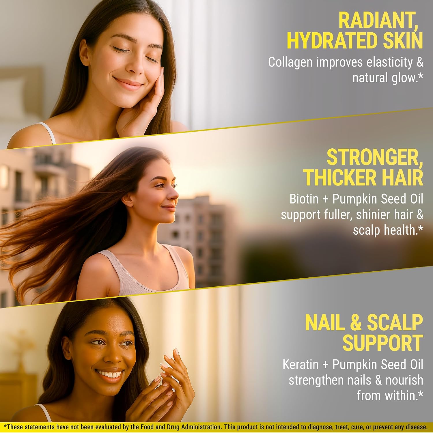 New Elements Biotina 10000mcg con Colágeno, Queratina y Aceite de Semilla de Calabaza para Cabello, Piel y Uñas
